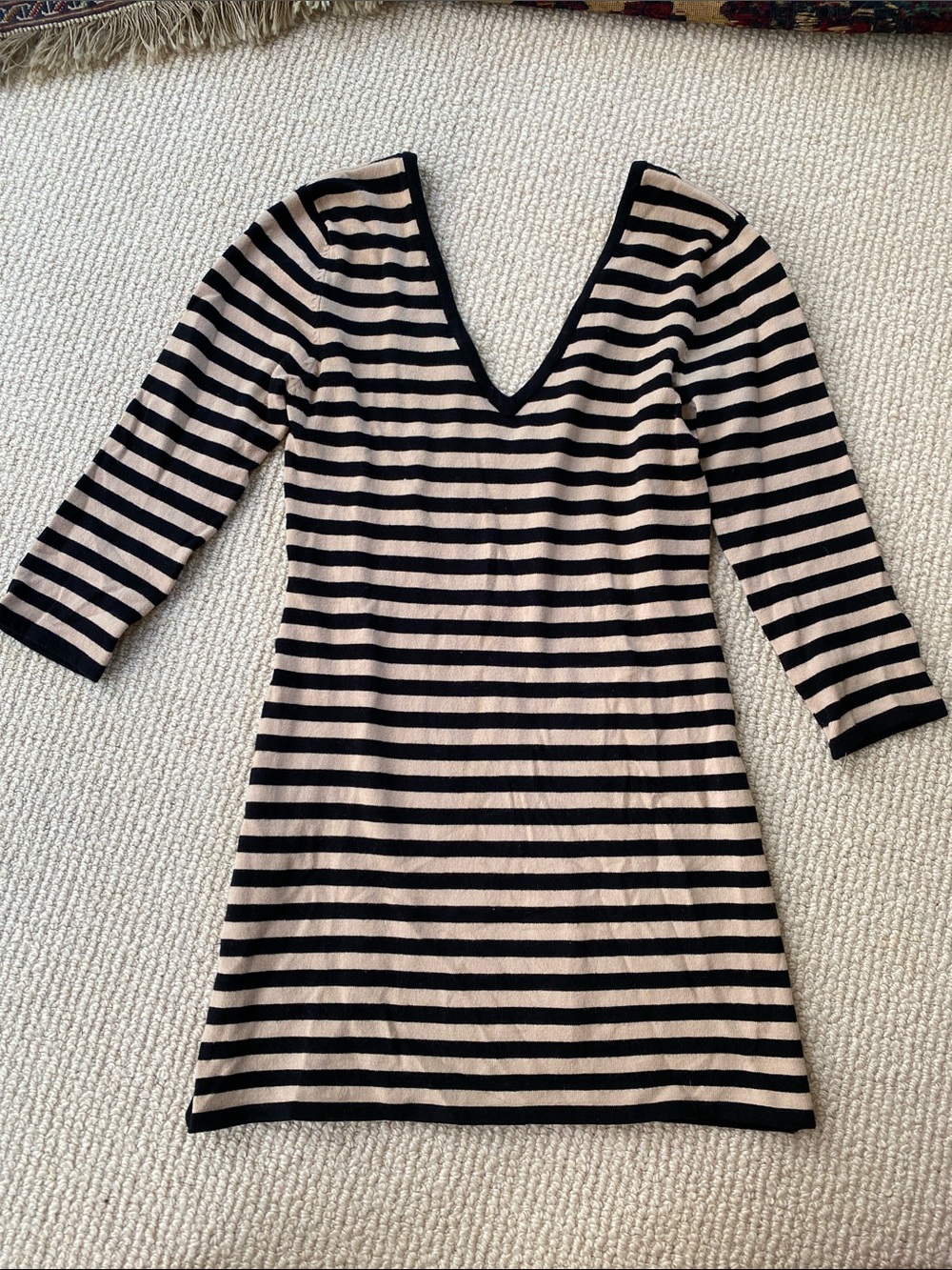 525 America Striped Deep V-neck Long Sleeve Sweater